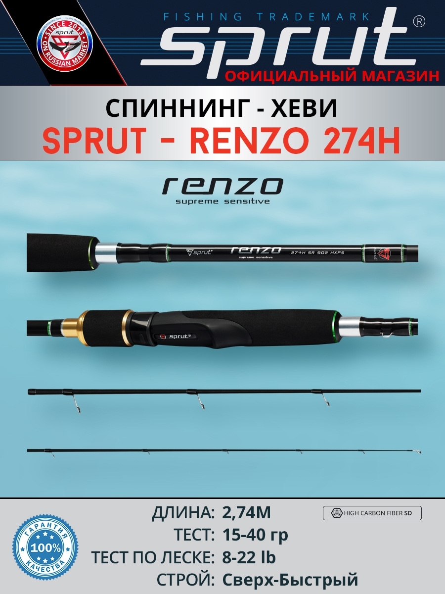 Удилище Sprut Renzo 274H (9'0'' Heavy/Lure:15-40g/Line:8-22lb)