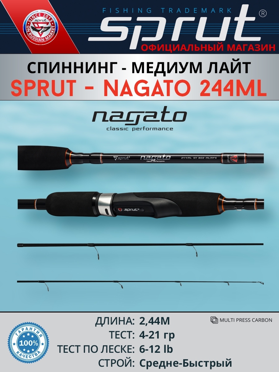 Удилище / Sprut Nagato 244ML (8'0'' Medium Light/Lure:4-21g/Line:6-12lb)