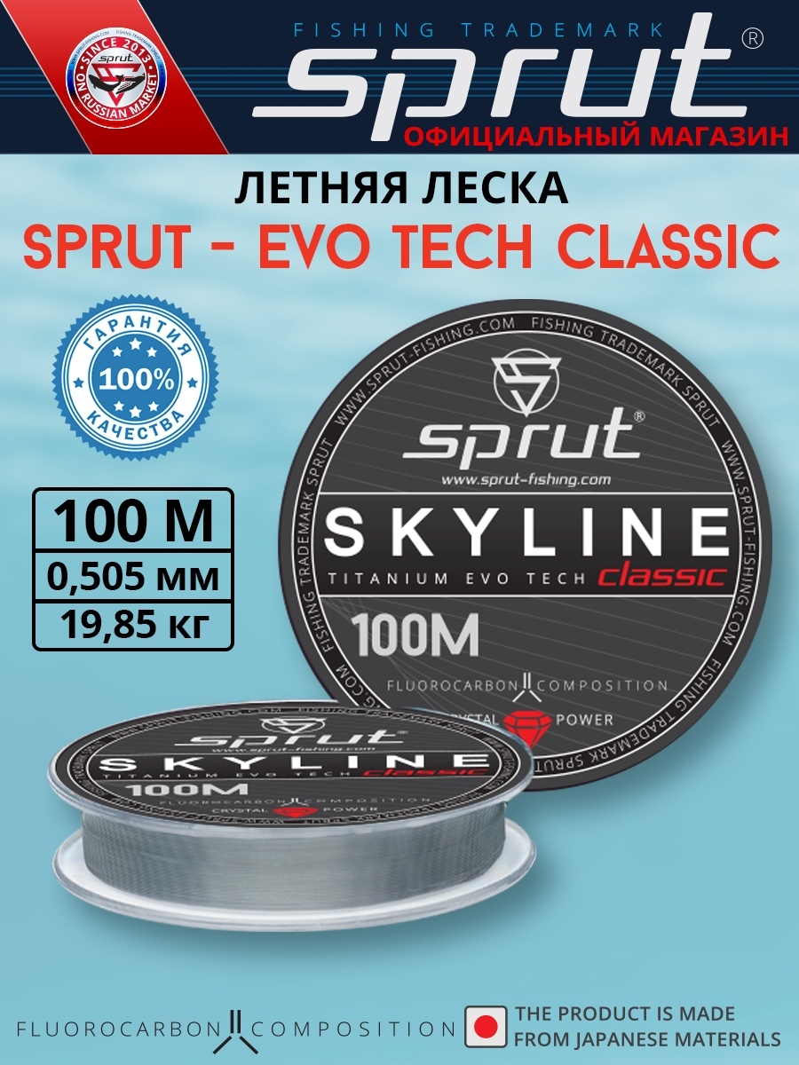 Леска SKYLINE EvoTech CLASSIC Titan (0,505mm/19,85kg/100m)